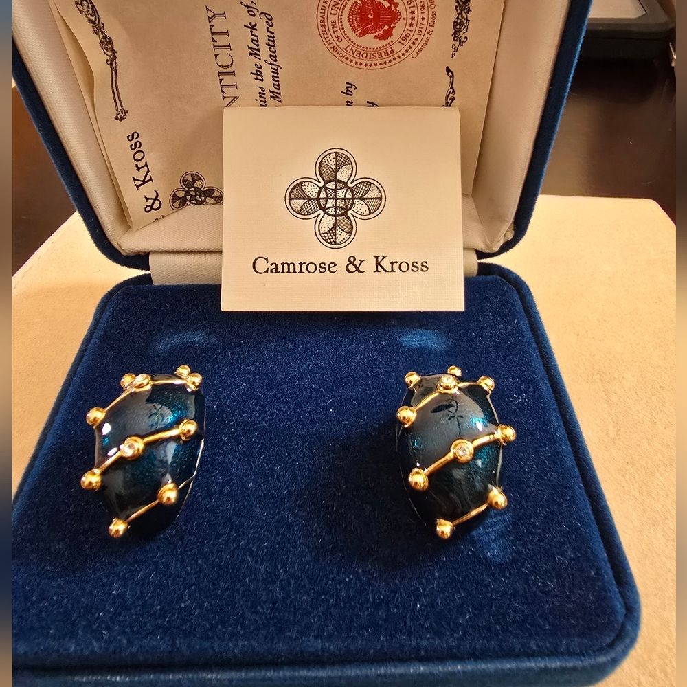 Gold and Blue Earrings